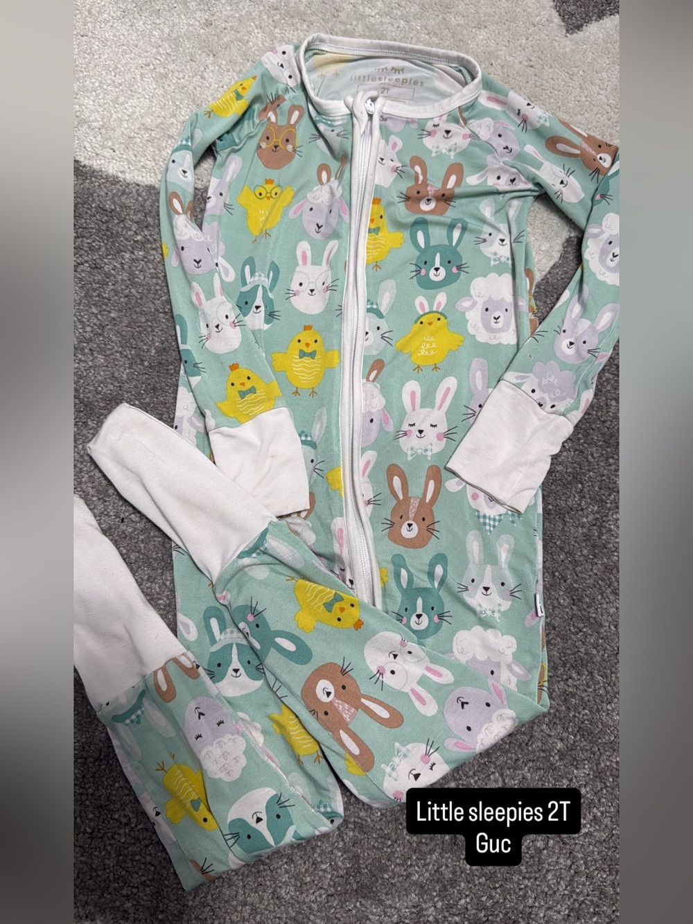 Little Sleepies Mint Green Bunny & Chick Footie